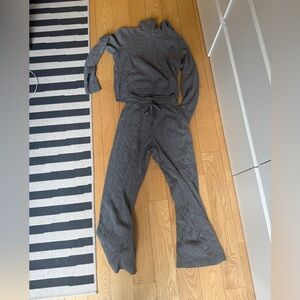 Gray Cable Knit Sweater and Pants Set